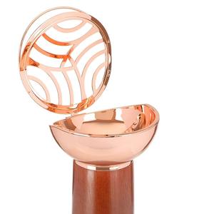 Brûleur d'encens Bakhoor en métal et bois doré rose de luxe avec un design de couvercle moderne Décoration d'intérieur arabe du Moyen-Orient Cadeau - Product Image 4
