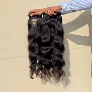 Extensions de cheveux Remy indiens vierges non transformés de haute qualité naturel noir droit lâche vague profonde Machine Double faisceaux de trame - Product Image 2