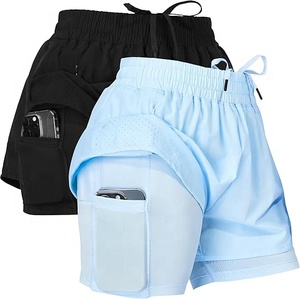 Shorts 2 en 1 Vintage de Cintura Media para Mujer con Bolsillo Oculto en el Forro, Diseño de Lazo en Algodón Transpirable - Product Image 2