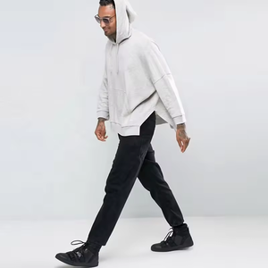 360g French Terry Streetwear de haute qualité pull à capuche fendu bas Boxy surdimensionné sweat à capuche personnalisé hommes - Product Image 2