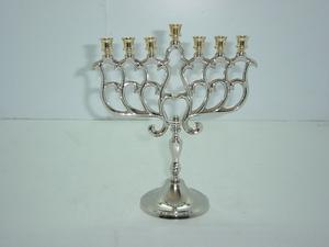 Fancy Brass Metal Tabletop Menorah <b>Candle</b> Holder Indian Creative Design Hand Made Premium Mini Menorah Multi <b>Flame</b> <b>Candle</b> Holder - Product Image 4