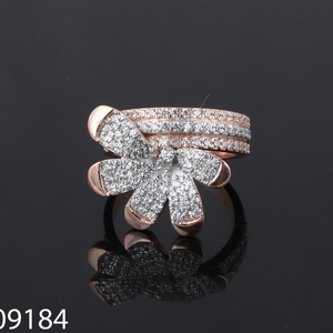 Elegant Lab Grown Diamond 14K Rose Gold Plated Flower Design <b>Cluster</b> Bridal Wedding Ring for Certified Trendy - Product Image 1