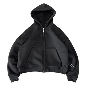 Unisex personalizado Zip-Up 100% algodón de gran tamaño pesado sudaderas con capucha de moda cremallera Lisa llegada transpirable fabricante directo - Product Image 4