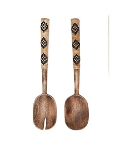 Ensemble de couverts à salade en bois de luxe avec détails en émail, idéal pour la maison, les restaurants, les fêtes et la décoration de mariage - Product Image 2