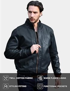Chaqueta de Cuero Vacuno para Hombre de Alta Calidad, Cuello Alto, Logotipo Frontal, Ecológica, Transpirable, de Secado Rápido, para Invierno - Product Image 5