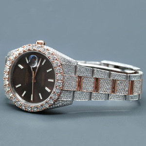 Montre à quartz de luxe VVS plaquée or rose 18 carats unisexe en argent 925 Moissanite de laboratoire diamant bijoux de mode de style professionnel - Product Image 1