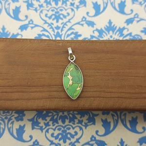 Pendentif en argent sterling 925 Cuivre vert naturel Turquoise Qualité AAA Design unique pour toute occasion comme pendentif à breloque - Product Image 3