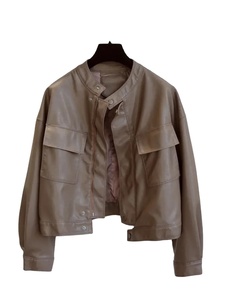 2025 nouveau printemps automne femmes Vintage Punk fermeture éclair vêtements d'extérieur ample court toile manteau coton respirant Pu cuir moto - Product Image 3