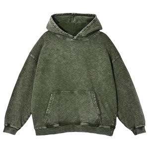 MEILLEUR lavage à l'acide sweats à capuche hommes pull personnalisé Vintage Streetwear 100% coton vert foncé à capuche 2026 - Product Image 4