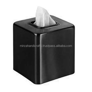 Modern Square Metal Paper Facial Tissue <b>Box</b> Cover Holder for Bathroom <b>Vanity</b> Countertops Bedroom Dressers (Copper Finish) - Product Image 4