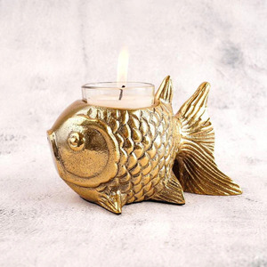 Bougeoirs poisson or parfaits pour l'éclairage ambiant Ensemble de bougeoirs assortis Décor élégant pour n'importe quelle pièce - Product Image 1