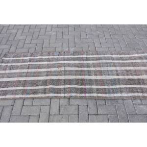 Tapis en laine patchwork moderne tissage plat turc de 2.5x7.2 pieds pour la décoration du salon tapis de salon gris blanc avec support en latex - Product Image 3