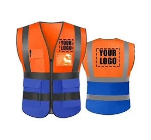 Alta calidad 100% poliéster reflectante nuevo estilo ropa de trabajo para adultos chaleco de seguridad de talla grande alta visibilidad 6 bolsillos transpirable con estilo - Product Image 4