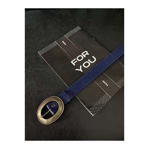 เข็มขัดหนังเทียมรูปวงรีสำหรับผู้หญิง เข็มขัดกางเกง เข็มขัดแจ็คเก็ต เข็มขัดเสื้อเชิ้ต เข็มขัดเดรส - สีน้ำเงินกรมท่า - Product Image 3