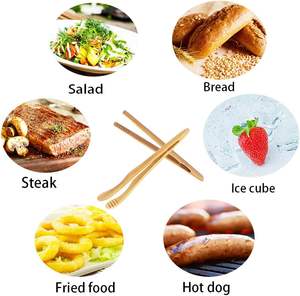 4 Pack Bamboo <b>Toaster</b> Tongs - 7' Reusable Wood Cooking Tongs -Ideal Kitchen Utensil for Cheese Bacon Muffin Fruits Bread- Ultra - Product Image 4