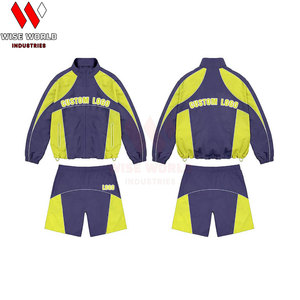Conjunto de Sudadera con Capucha Corta de Algodón Sólido Personalizable y Transpirable con Pantalones Deportivos a Juego para Hombre, Estilo Urbano, Cortavientos, para Entrenamiento - Product Image 2