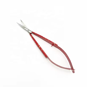 ขนตากรรไกรสแตนเลสแบบมืออาชีพ2024สปริงเครื่องมือความงามงานทำมือคุณภาพพรีเมียมเคลือบด้วยผงสีแดงคม - Product Image 1
