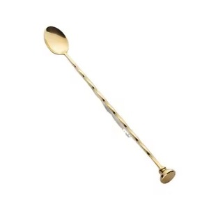 Agitador de cóctel clásico de cinco cucharas Swizzle, juego de acero inoxidable chapado en oro reutilizable y portátil de primera calidad para uso en vino de Bar - Product Image 1