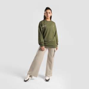 Sweat-shirt oversize respirant en soie pour femme Sanctuary, avec capuche et fermeture éclair brodée, style streetwear, manteau d'hiver (Olive) - Product Image 4