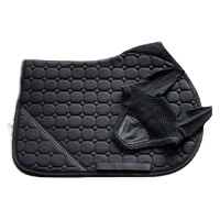 Tapis de selle de cheval de haute qualité assorti ensemble de voile de mouche double corde tuyauterie bonnet de cheval et ensemble de tapis de selle marine - Product Image 5