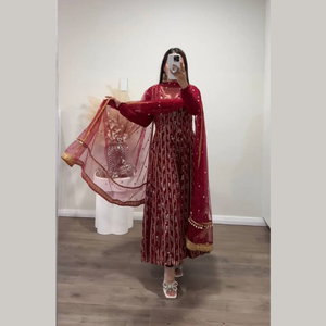 Vestido de secuencia de bordado de ropa de fiesta de nuevo diseñador con parte inferior y Dupatta al por mayor por Royal Export - Product Image 1