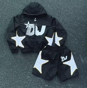 Conjunto de Dos Piezas para Hombre, Chaqueta Cortavientos Personalizada con Capucha y Pantalones Cortos, Chándal Reflectante con Cremallera, Conjunto de Dos Piezas de Nailon Cortavientos - Product Image 4