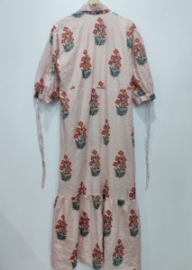 100% algodón hecho a mano Puff manga coreana Midi vestido bolsillos botón más cerca rayas estampado Floral volantes ecológico dulce exterior - Product Image 5