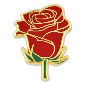 Metal red rose lapel pin custom made all kind of plant flower brooch badge to boyfriend girlfriend gifts sets enamel pin