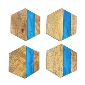 Posavasos de madera y resina para escritorio y mesa Posavasos hechos a mano con colores y formas personalizados - Product Image 5