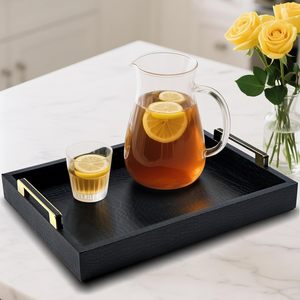 Plateau de service en métal léger, écologique, fait à la main en Inde, pour les collations, les repas et les boissons - Passe au lave-vaisselle, utilisation domestique moderne et raffinée - Product Image 4