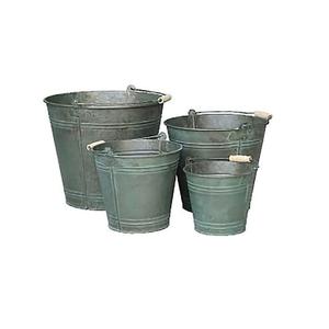 Joli seau à fleurs en métal peint galvanisé avec pot de jardinière à deux poignées - Product Image 1