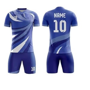 Tenue de football unisexe personnalisable en tissu 100 % polyester respirant, impression par transfert thermique, nom d'équipe personnalisé, haute qualité pour adultes - Product Image 3