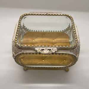 Attractive Product Clear Glass Metal Brass Border Beveled Glass <b>Box</b> <b>For</b> <b>Wedding</b> Jewelry Makeup Accessories Storage <b>Box</b> Low Price - Product Image 2