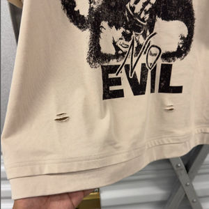 Logo personnalisé 100% coton été lavage à l'acide vaporisateur double manches en détresse imprimé coupe ample décontracté surdimensionné T-shirt pour hommes - Product Image 3