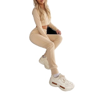 Costume de sport 2 pièces décontracté couleur unie à manches longues pour femmes 2026 - Product Image 3