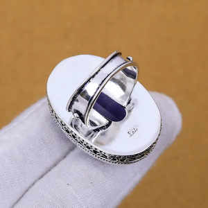 925 Sterling Silver Fine Delicate Design Fashion Healing Crystal Gemstone Jewelry Natural Iolite Ring Wholesale Suppliers - Product Image 3