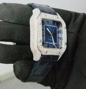 Reloj de Lujo con Esfera Azul, Cristal de Zafiro, Diamantes de Moissanita, Caja Cuadrada, Movimiento Mecánico Miyota, Analógico, 40 mm, Fecha Automática, Elegante y Moderno - Product Image 2