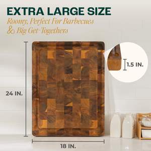 Planche à découper carrée en bois, 1,5 cm d'épaisseur, écologique, passe au lave-vaisselle - Product Image 4