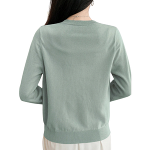 Cardigan en polyester 100 % uni pour femme, col rond, tricoté, boutonné sur le devant, manches longues, coupe classique, pour le printemps, l'automne et l'hiver - Product Image 2