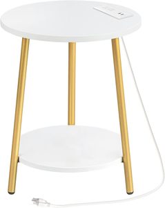 2 Tier Marble & Metal Frame Coffee Side <b>Table</b> Modern Design for Your Living Room or Lounge Space - Product Image 1