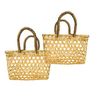 Canasta de Regalo de Bambú y Paja Artesanal de Vietnam, con Hierba Marina, Elegante, Hecha a Mano - Product Image 1