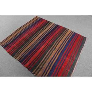 Kilim Rug, 4.1x4.8 ft Turkish Rug, <b>Red</b> Floral Rug <b>Wool</b> - Product Image 2