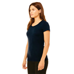T-Shirt manches courtes femme 50% Polyester 25% Airlume en coton peigné et anneau 25% rayonne 40 simple 3.8 oz uni bleu marine Triblend - Product Image 3