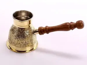 Venta caliente turco árabe hecho a mano café tetera calentador titular nuevo diseño con asas de madera grabado de Metal para vasos - Product Image 2