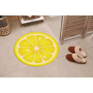Tapis rond citron, tapis imprimé, tapis jaune, tapis moderne, tapis de zone, tapis fin non tissé - Product Image 5