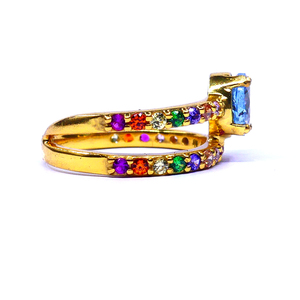 Anillo DE BODA clásico de Plata de Ley 925 chapado en oro con Topacio Azul y piedras preciosas multicolores anillo de compromiso de moda - Product Image 3