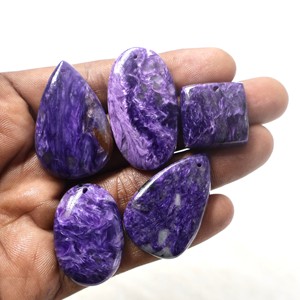 2025 taille libre poli en vrac Cabochon Charoite pierre précieuse forme ovale naturelle de haute qualité pour la fabrication de bijoux perceuse Charoite - Product Image 2