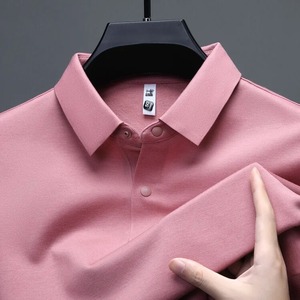 Polo de manga larga cepillado interior para hombre, nueva camiseta de golf de otoño, artículos de lujo, Top informal de negocios de talla grande de lana de seda de morera - Product Image 1
