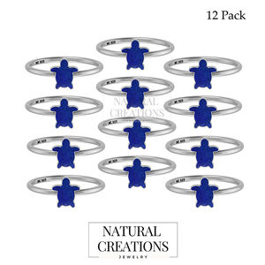 Anillo apilable DE BODA clásico de Plata de Ley 925, ajuste de bisel, lapislázuli, piedras preciosas, Tortuga, rebanada Natural, moda elegante - Product Image 2