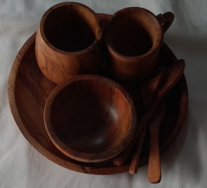 Customized Wood Dinner <b>Set</b> Of <b>6</b> Pieces Crafts Latest Classic Dinner <b>Set</b> <b>For</b> Restaurant Used - Product Image 2